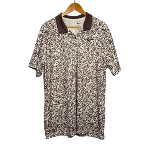 Nike Dri-FIT Victory+ Men's Golf Polo XL All-over Print Brown Beige